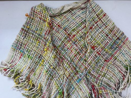 Heather's handspun and handwoven triangle shawl