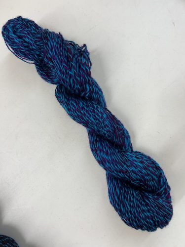 Heather's handspun from Kathleen's hand-dyed wool plus Zwartbles wool