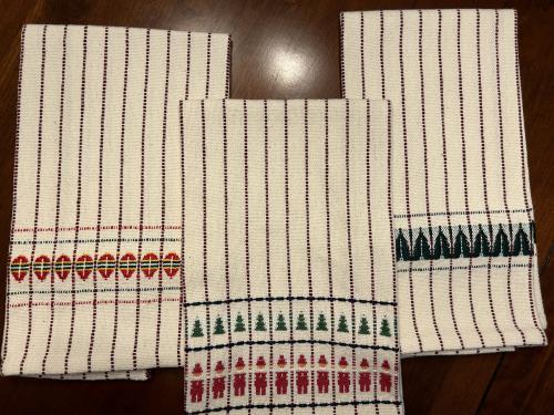 Kathy’s holiday tea towels in rosepath.  