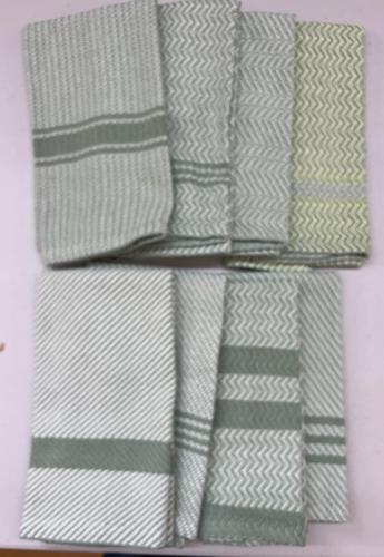 Jan's twill towel project results. Woven by guild members