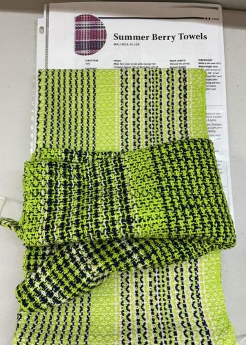 Mary Ann. Summer Berry Towels in lime green