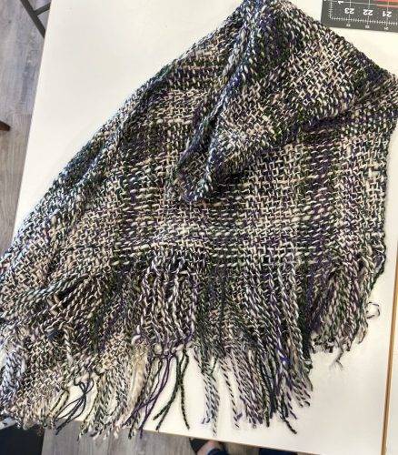 Heathers-triangle-loom-scarf-w.-her-handspun-yarn