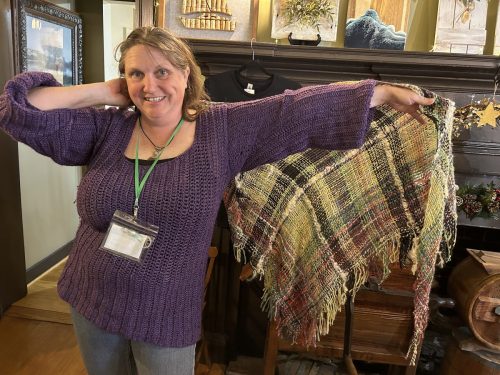 Heathers-triangle-shawl-made-with-spinning-samples
